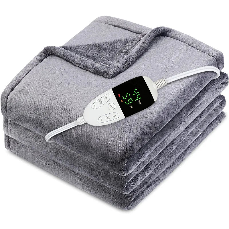 Acarps Electric Heated Blanket with Flannel and Sherpa Fabric, 6 Heat Settings, 10-Hour Auto-Off Timer, and Overheat Protection