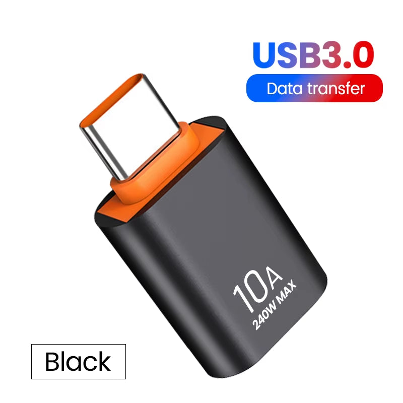 10A USB Type-C to USB-A Adapter, USB 3.0 OTG Converter for MacBook, iPad, Huawei, Xiaomi, and Samsung Devices