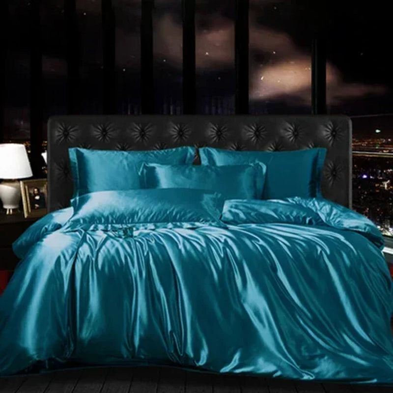 Luxury Mulberry Silk Bedding Set - High-End Queen Size Duvet Cover and Fitted Sheet for King Beds