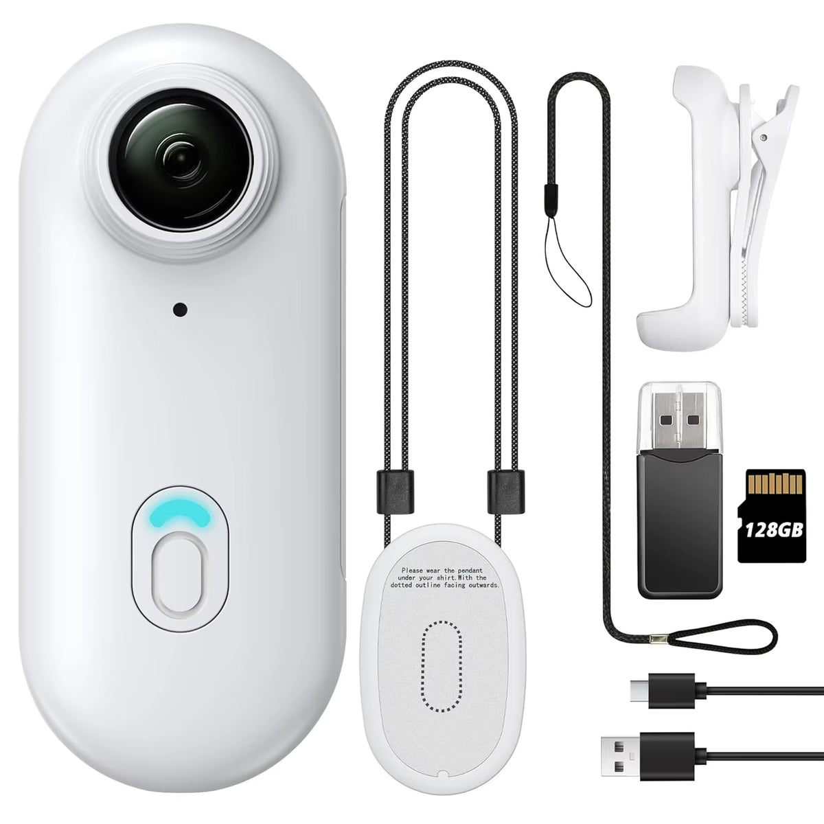 4K UHD Mini Body Camera with 128GB Storage - Compact Wearable Action Cam for Hands-Free Recording