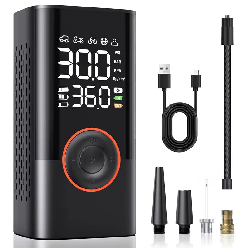 Wireless Electric Air Compressor for Tires - Portable Inflator Pump for Motorcycles, Bicycles, Boats, and Sports Balls