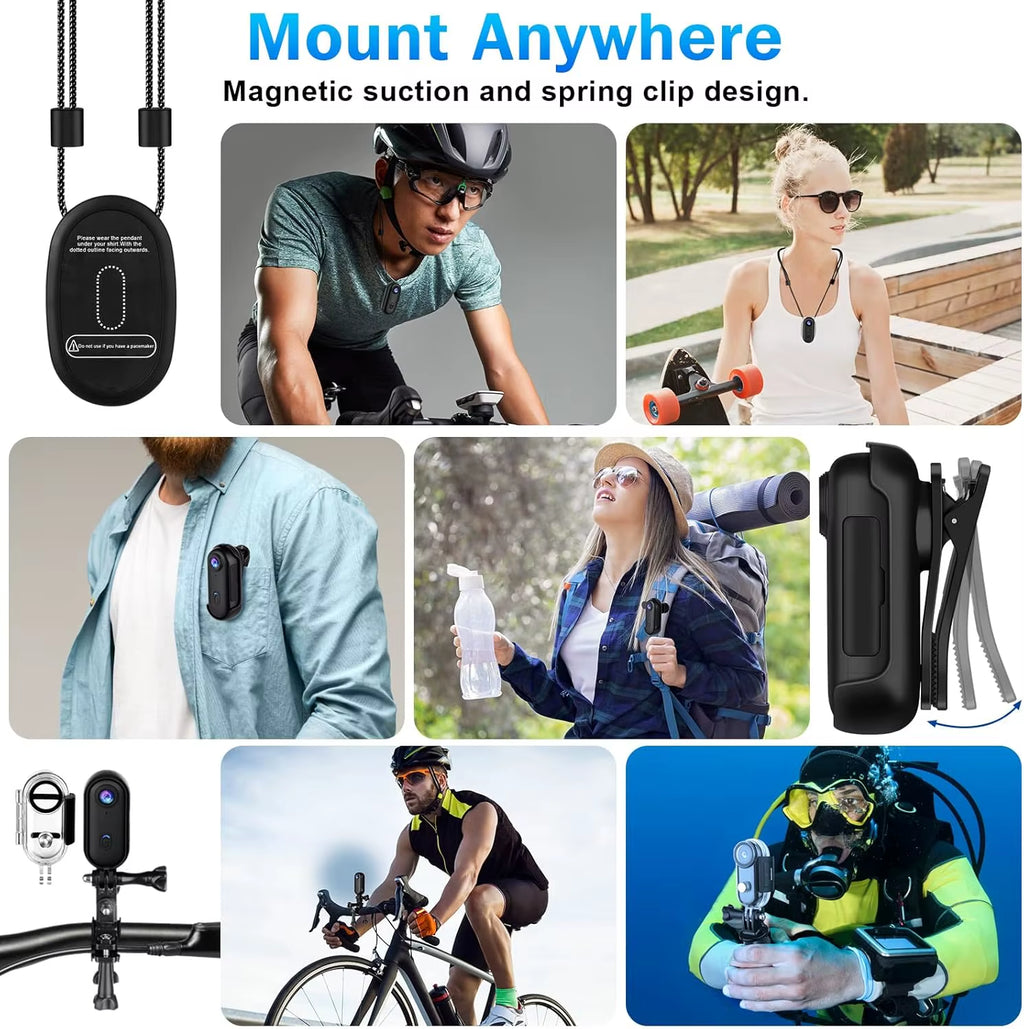 4K UHD Mini Body Camera with 128GB Storage - Compact Wearable Action Cam for Hands-Free Recording