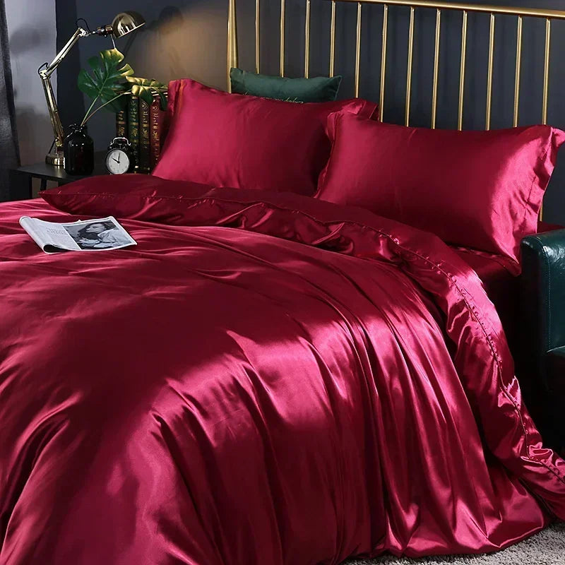 Luxury Mulberry Silk Bedding Set - High-End Queen Size Duvet Cover and Fitted Sheet for King Beds