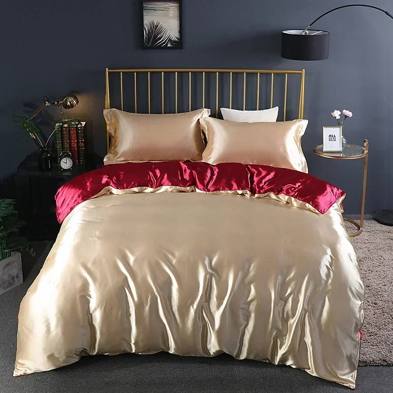 Luxury Mulberry Silk Bedding Set - High-End Queen Size Duvet Cover and Fitted Sheet for King Beds