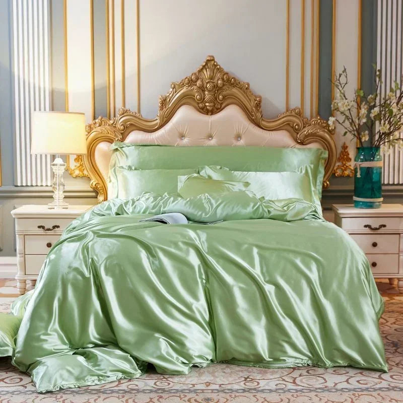 Luxury Mulberry Silk Bedding Set - High-End Queen Size Duvet Cover and Fitted Sheet for King Beds