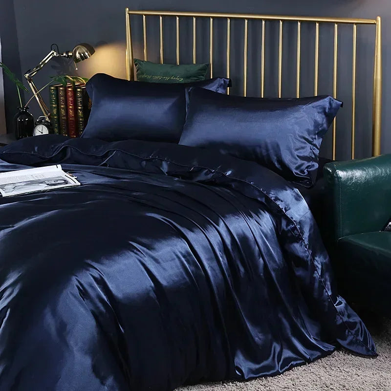 Luxury Mulberry Silk Bedding Set - High-End Queen Size Duvet Cover and Fitted Sheet for King Beds