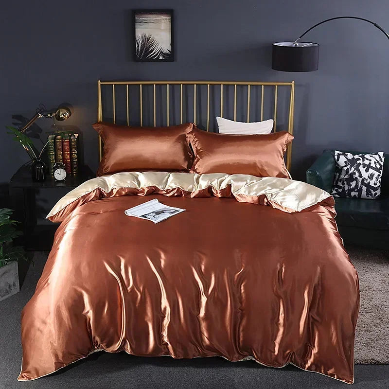 Luxury Mulberry Silk Bedding Set - High-End Queen Size Duvet Cover and Fitted Sheet for King Beds