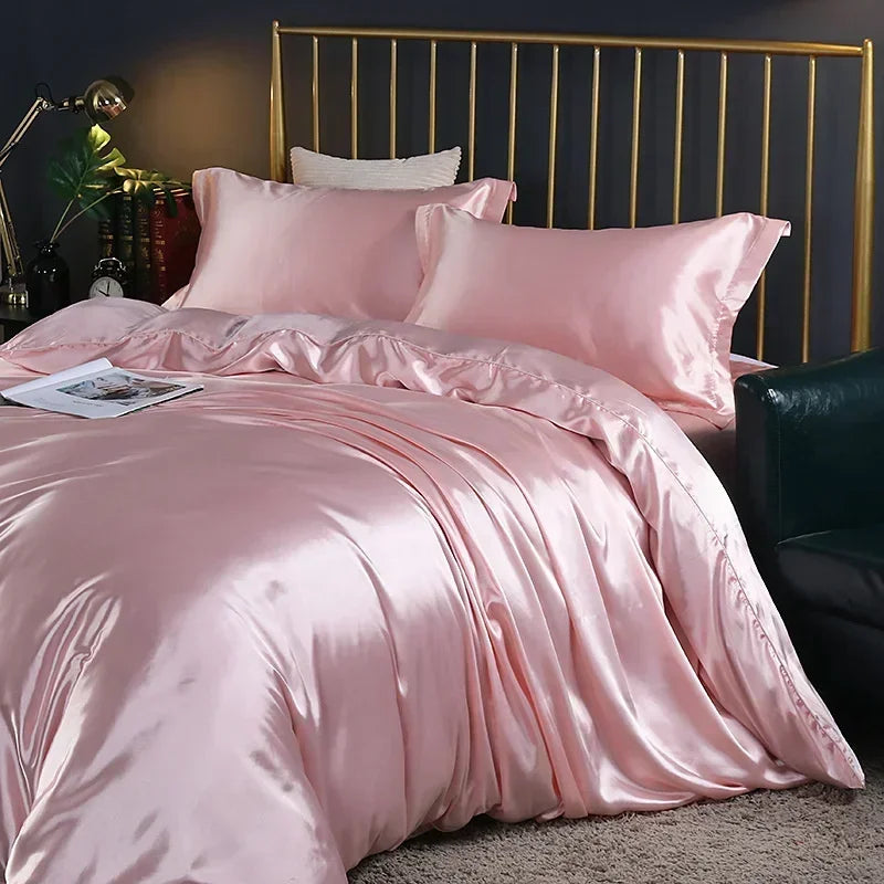 Luxury Mulberry Silk Bedding Set - High-End Queen Size Duvet Cover and Fitted Sheet for King Beds