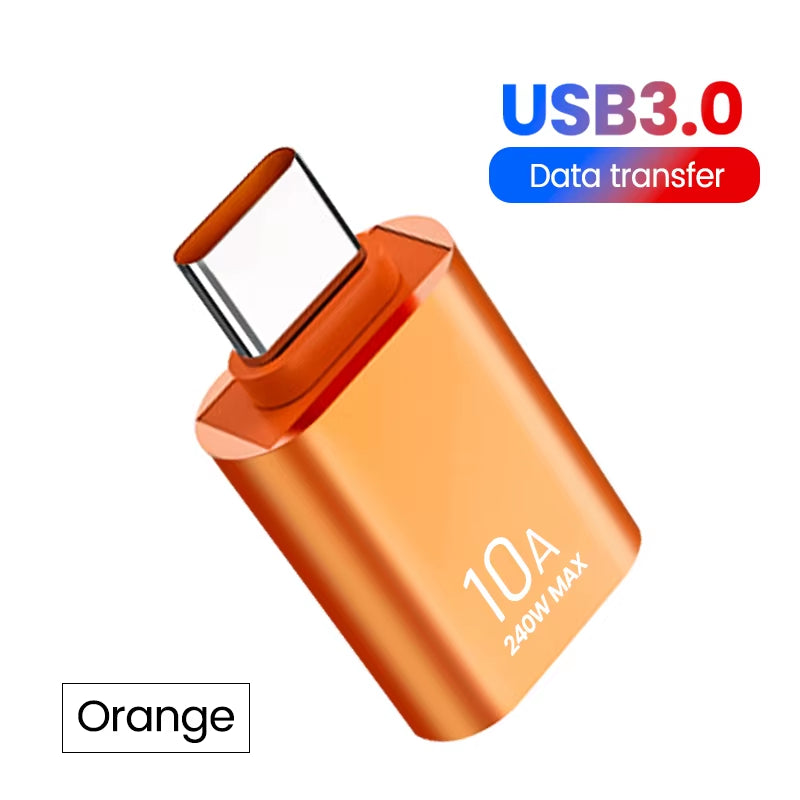 10A USB Type-C to USB-A Adapter, USB 3.0 OTG Converter for MacBook, iPad, Huawei, Xiaomi, and Samsung Devices