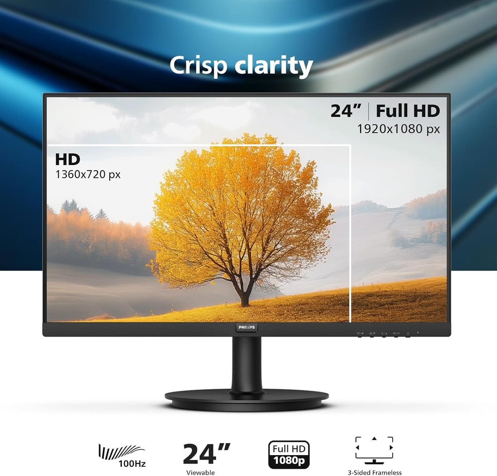Philips 24 Inch Computer Monitor FHD 100Hz VA VESA Flicker-Free, 241V8LB