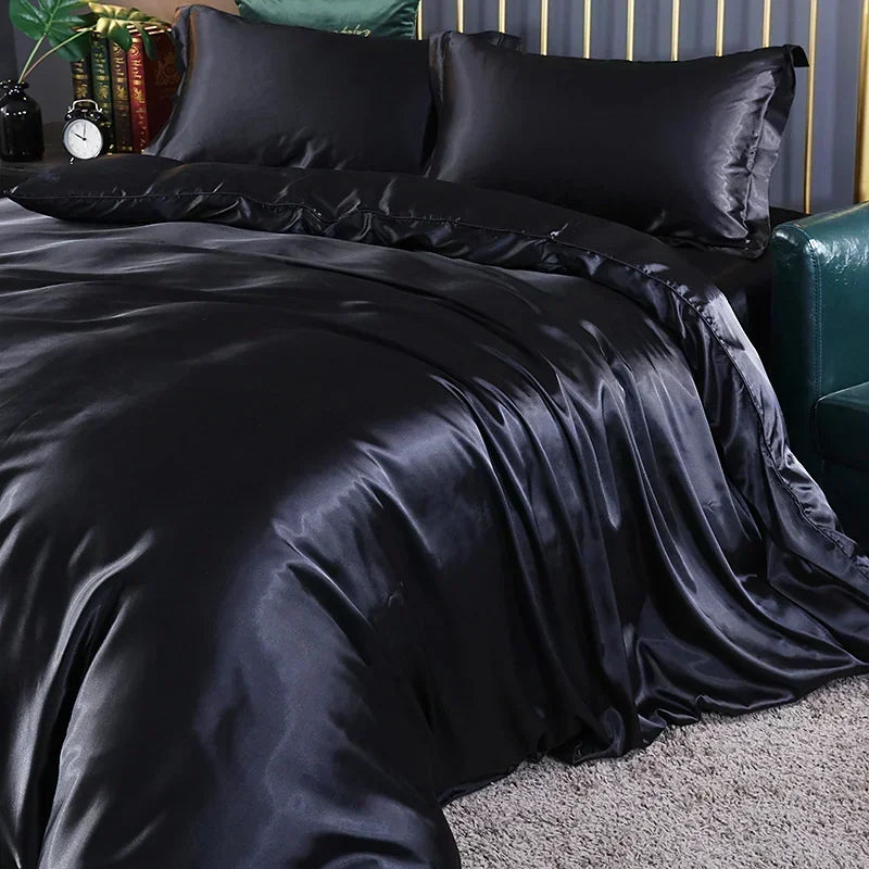 Luxury Mulberry Silk Bedding Set - High-End Queen Size Duvet Cover and Fitted Sheet for King Beds
