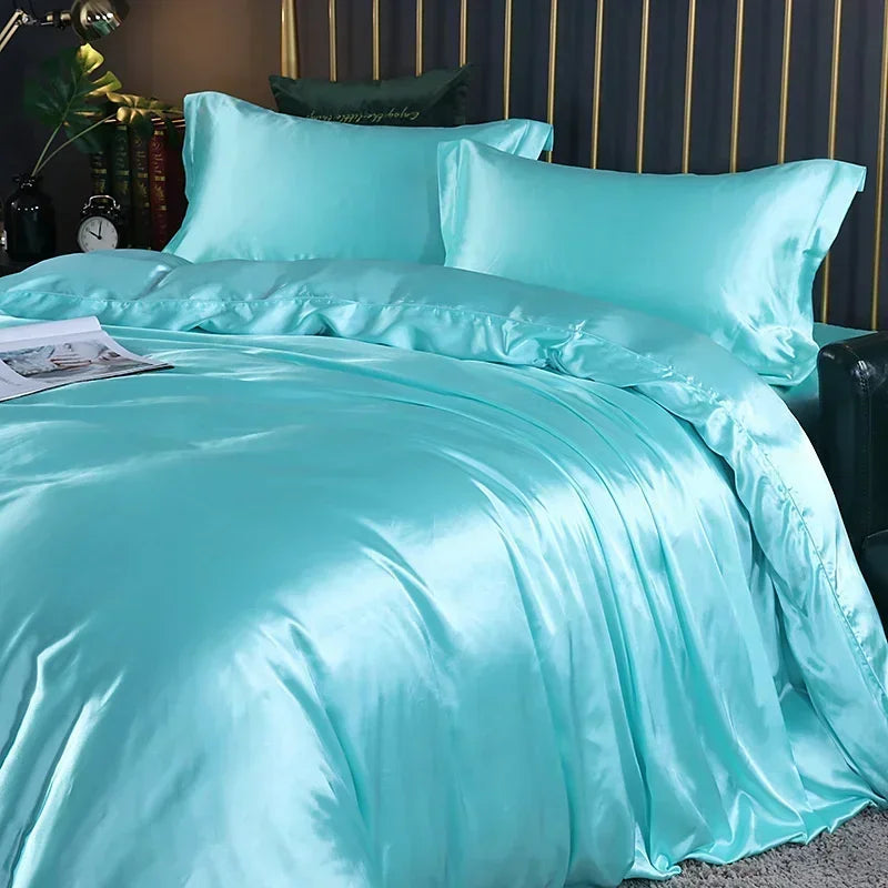 Luxury Mulberry Silk Bedding Set - High-End Queen Size Duvet Cover and Fitted Sheet for King Beds