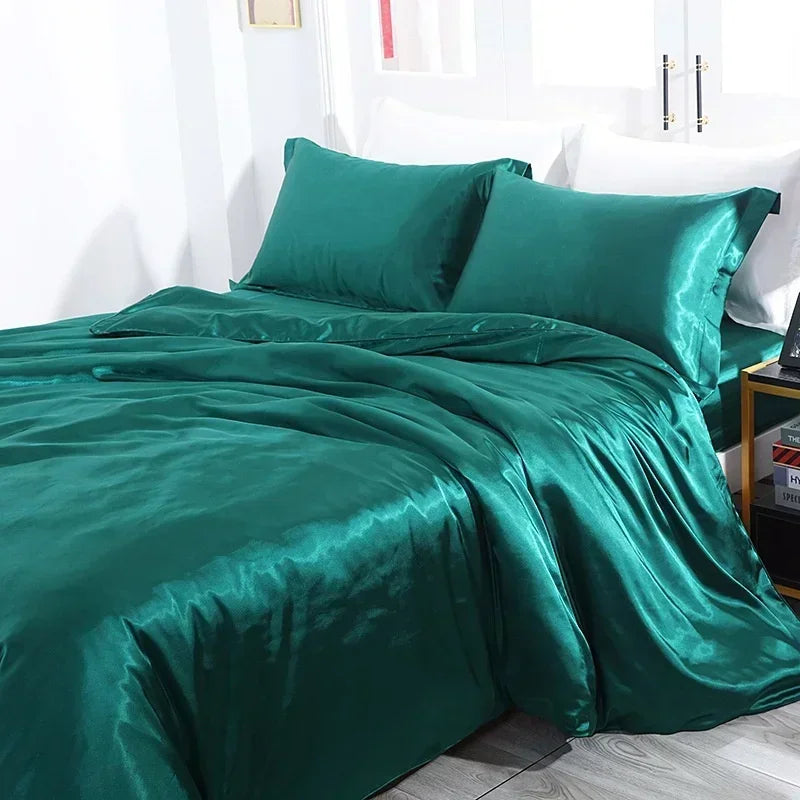 Luxury Mulberry Silk Bedding Set - High-End Queen Size Duvet Cover and Fitted Sheet for King Beds