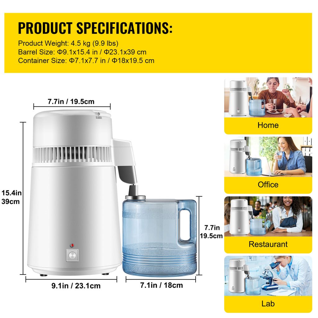4L Stainless Steel Pure Water Distiller for Dental and Medical Use