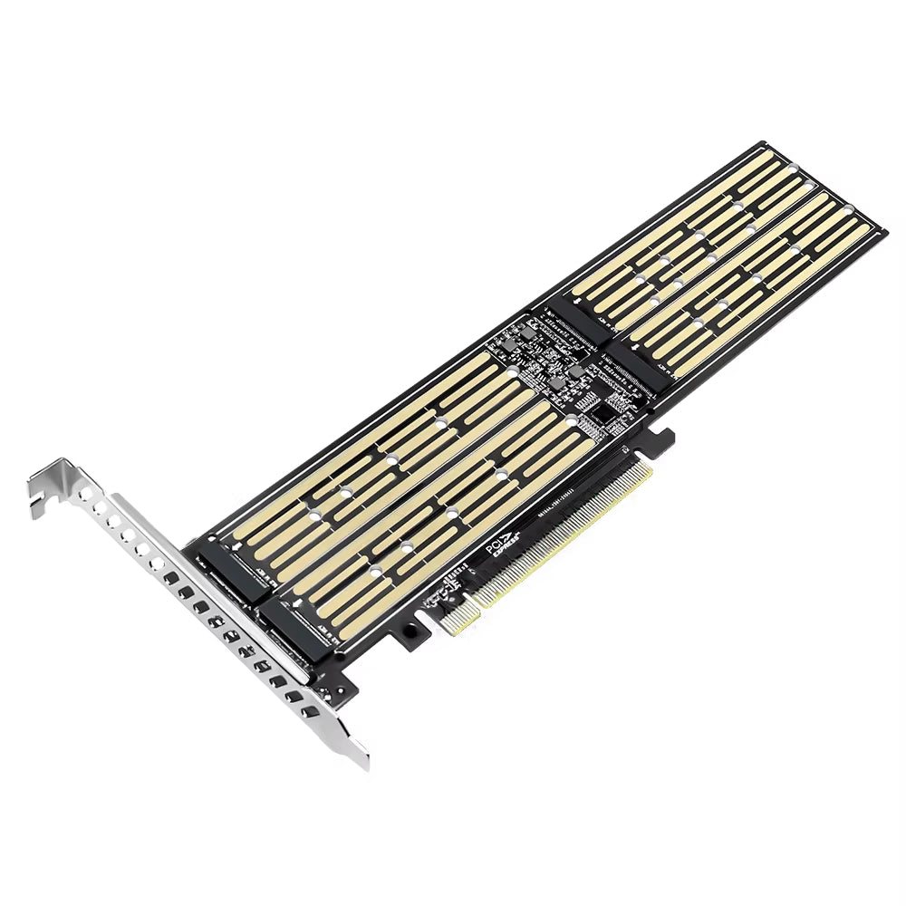 M.2 NVMe to PCIe Riser Adapter Card for Dual-Disk Interface, Gen 3, 32 Gbps Expansion for 2230/2242/2260/2280 SSDs