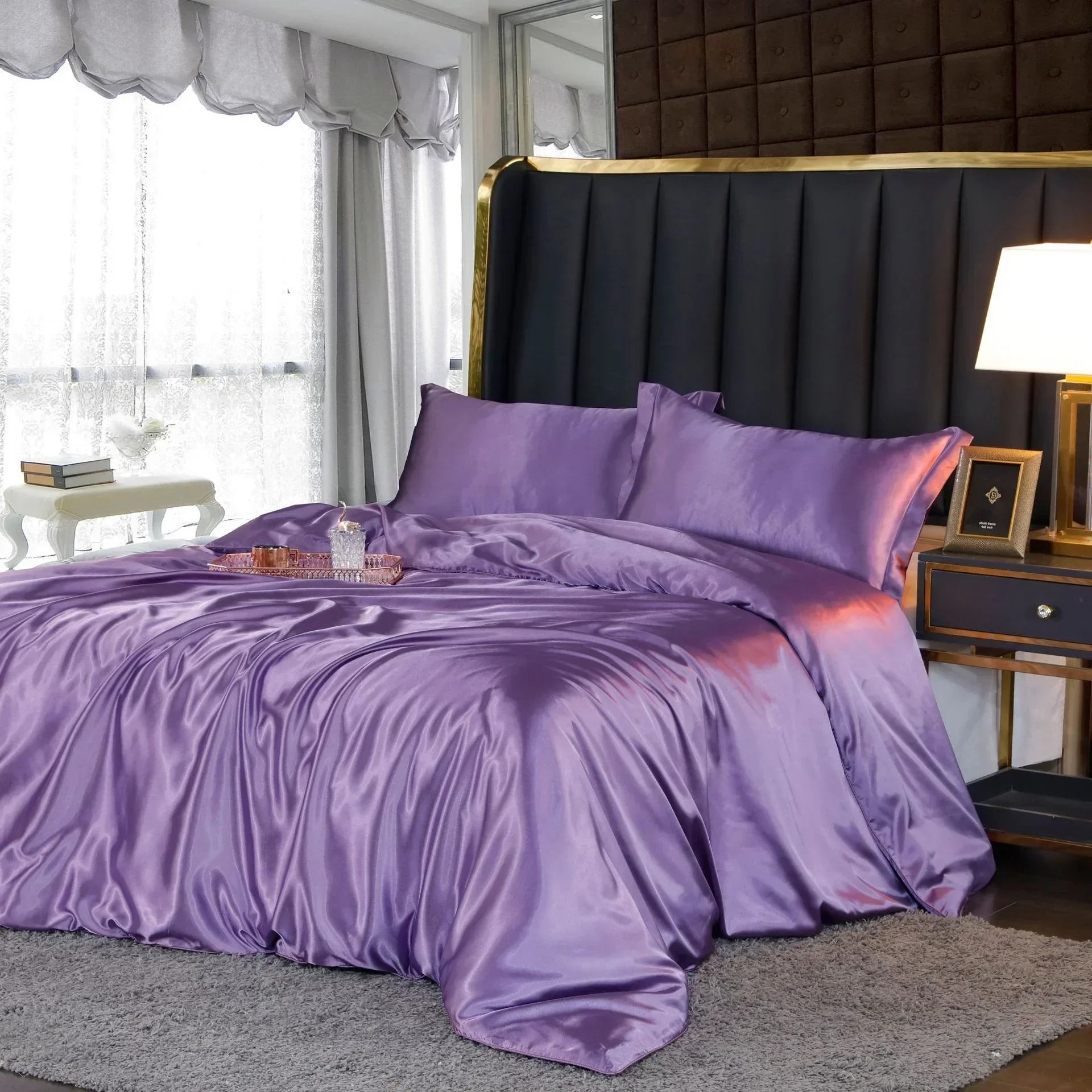 Luxury Mulberry Silk Bedding Set - High-End Queen Size Duvet Cover and Fitted Sheet for King Beds