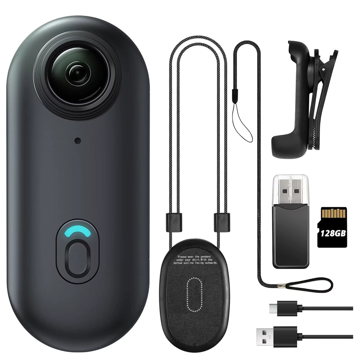 4K UHD Mini Body Camera with 128GB Storage - Compact Wearable Action Cam for Hands-Free Recording