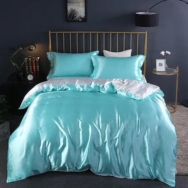 Luxury Mulberry Silk Bedding Set - High-End Queen Size Duvet Cover and Fitted Sheet for King Beds