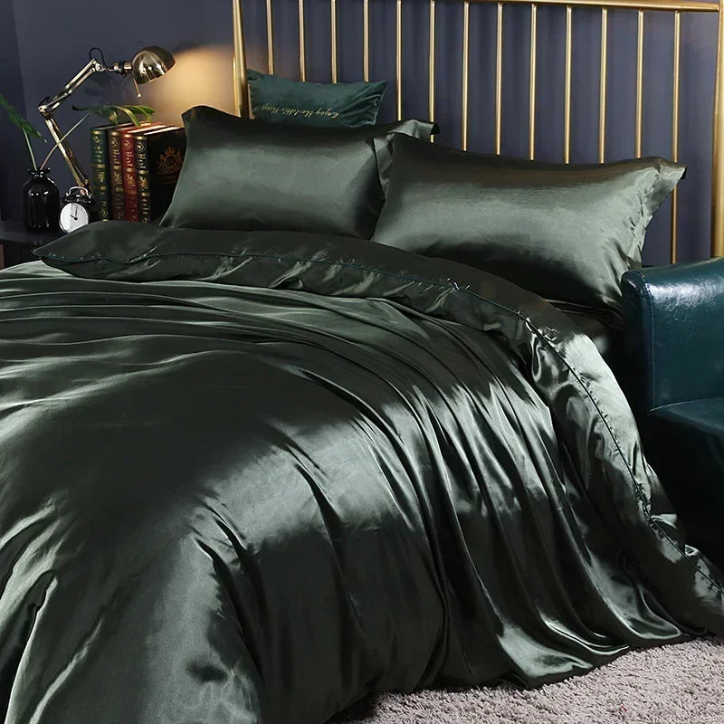 Luxury Mulberry Silk Bedding Set - High-End Queen Size Duvet Cover and Fitted Sheet for King Beds