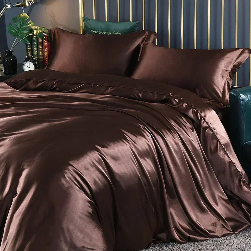Luxury Mulberry Silk Bedding Set - High-End Queen Size Duvet Cover and Fitted Sheet for King Beds