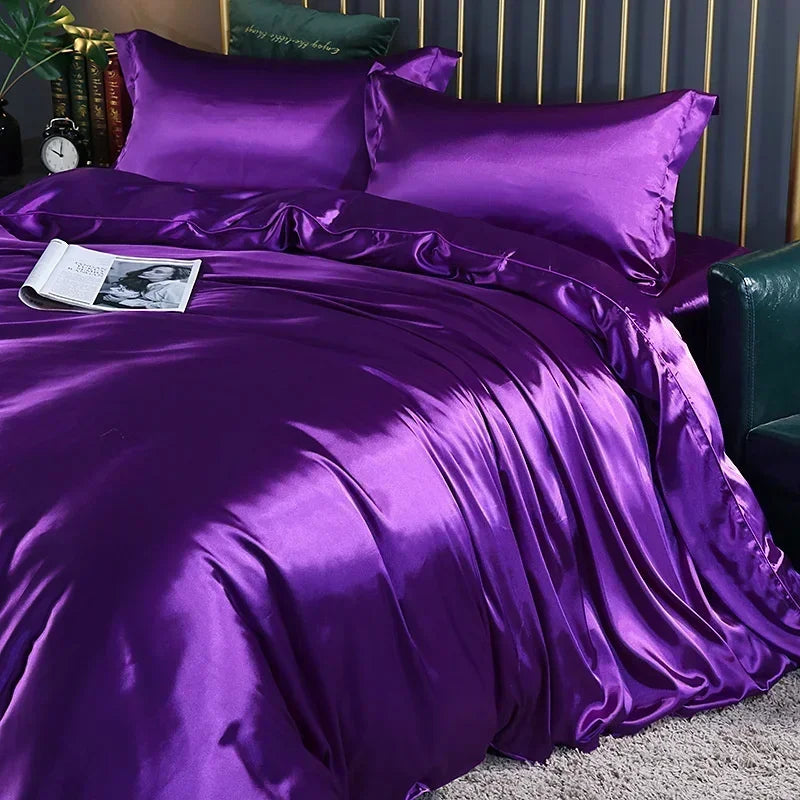 Luxury Mulberry Silk Bedding Set - High-End Queen Size Duvet Cover and Fitted Sheet for King Beds
