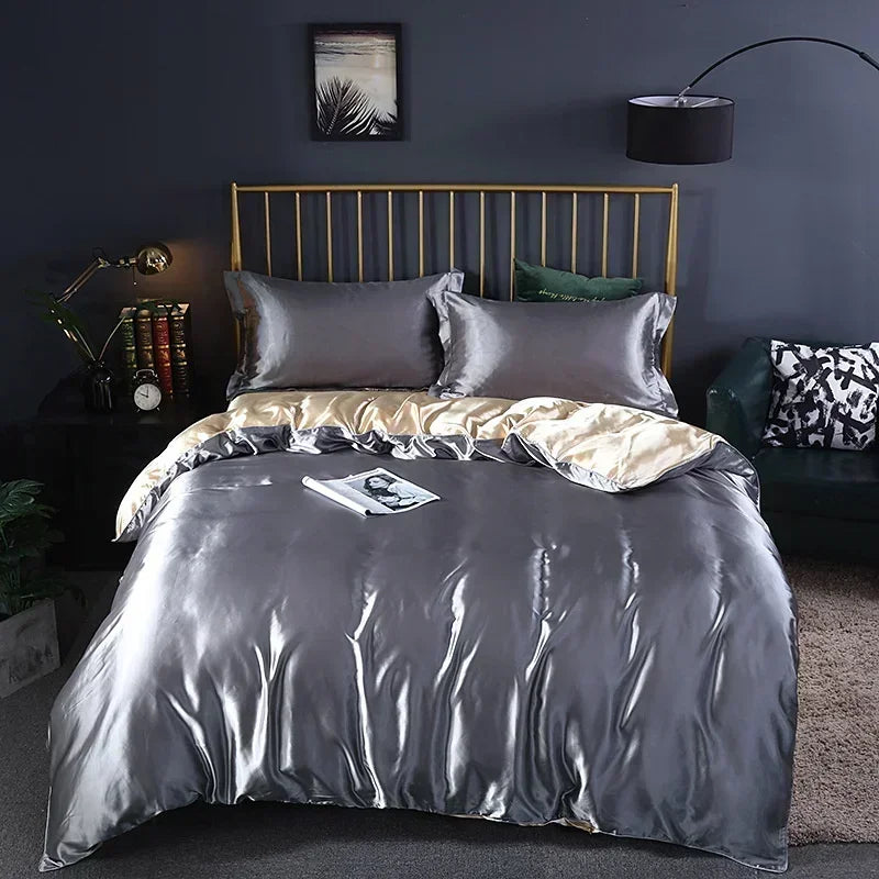 Luxury Mulberry Silk Bedding Set - High-End Queen Size Duvet Cover and Fitted Sheet for King Beds