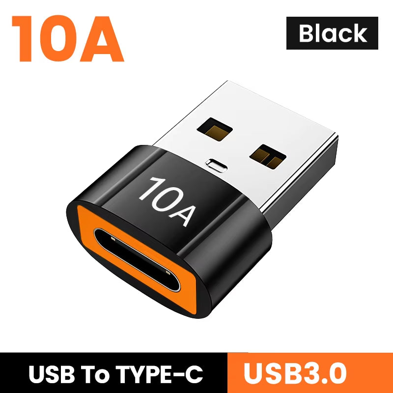 10A USB Type-C to USB-A Adapter, USB 3.0 OTG Converter for MacBook, iPad, Huawei, Xiaomi, and Samsung Devices