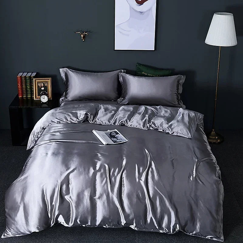 Luxury Mulberry Silk Bedding Set - High-End Queen Size Duvet Cover and Fitted Sheet for King Beds