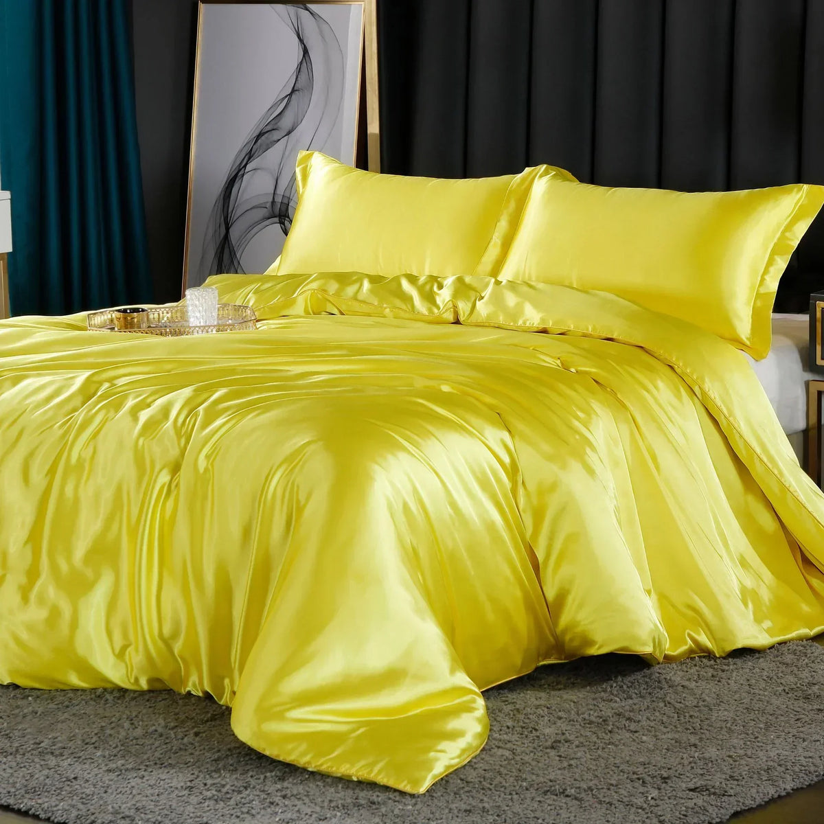 Luxury Mulberry Silk Bedding Set - High-End Queen Size Duvet Cover and Fitted Sheet for King Beds