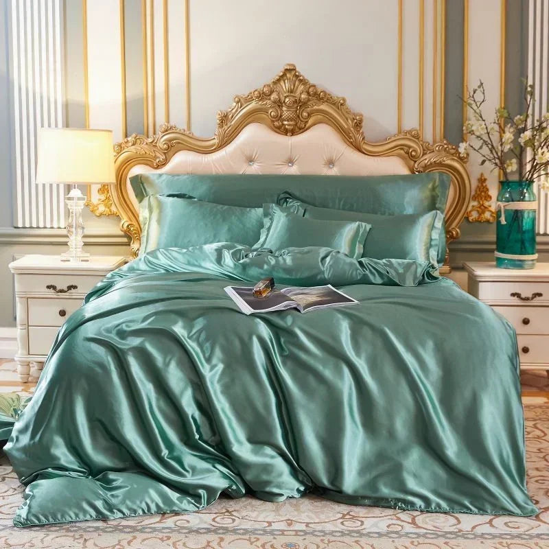 Luxury Mulberry Silk Bedding Set - High-End Queen Size Duvet Cover and Fitted Sheet for King Beds
