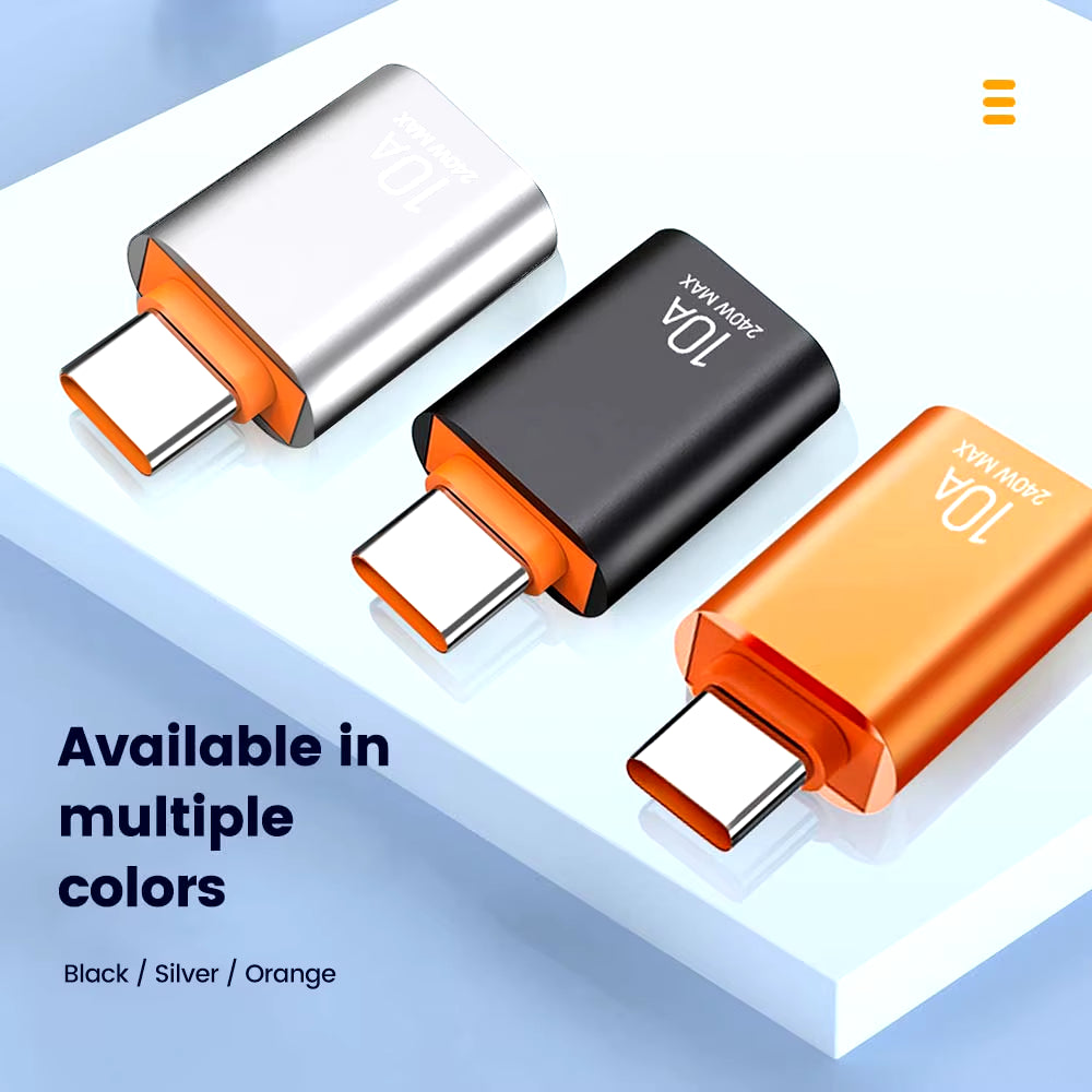 10A USB Type-C to USB-A Adapter, USB 3.0 OTG Converter for MacBook, iPad, Huawei, Xiaomi, and Samsung Devices