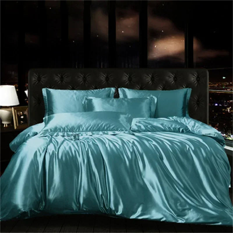 Luxury Mulberry Silk Bedding Set - High-End Queen Size Duvet Cover and Fitted Sheet for King Beds