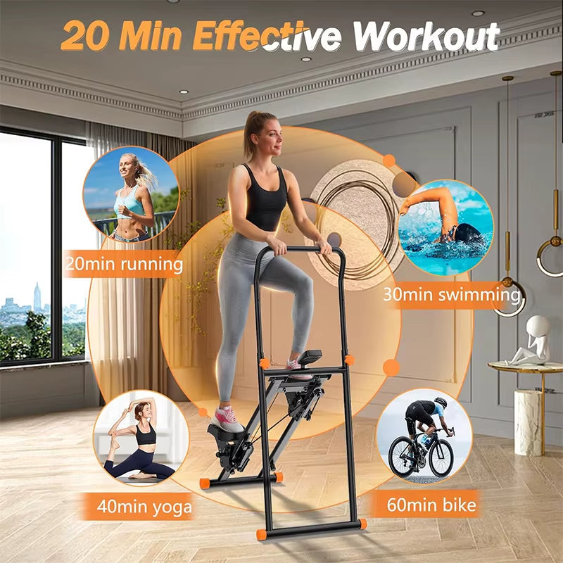 Home Gym Stair Stepper - Vertical Climber Machine for Comprehensive Full-Body Workouts, Compact and Foldable Cardio Stepper with Adjustable Features