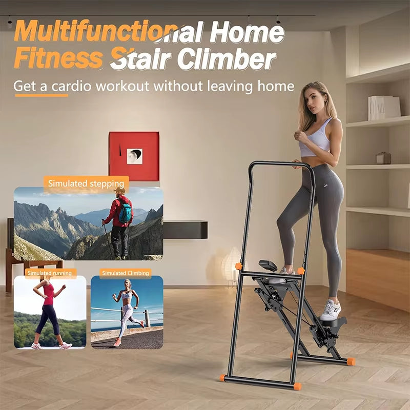 Home Gym Stair Stepper - Vertical Climber Machine for Comprehensive Full-Body Workouts, Compact and Foldable Cardio Stepper with Adjustable Features