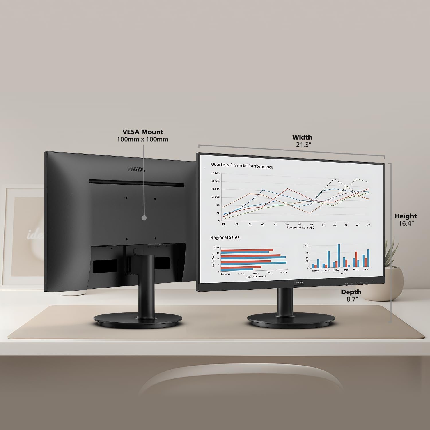Philips 24 Inch Computer Monitor FHD 100Hz VA VESA Flicker-Free, 241V8LB