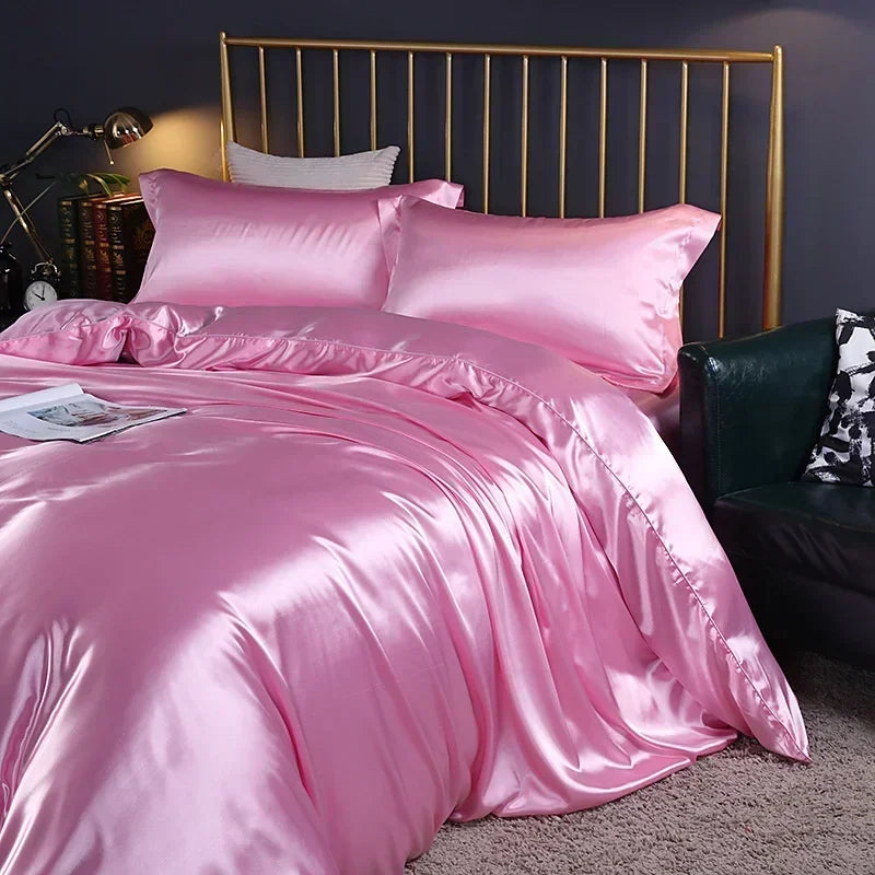 Luxury Mulberry Silk Bedding Set - High-End Queen Size Duvet Cover and Fitted Sheet for King Beds