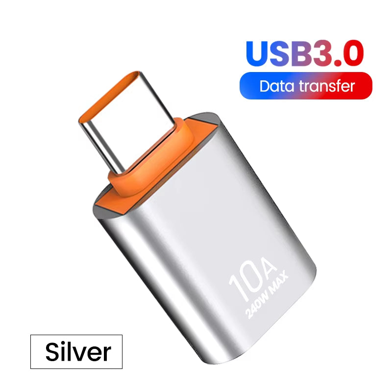 10A USB Type-C to USB-A Adapter, USB 3.0 OTG Converter for MacBook, iPad, Huawei, Xiaomi, and Samsung Devices