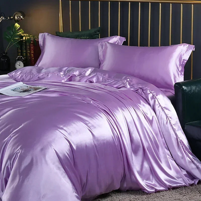 Luxury Mulberry Silk Bedding Set - High-End Queen Size Duvet Cover and Fitted Sheet for King Beds